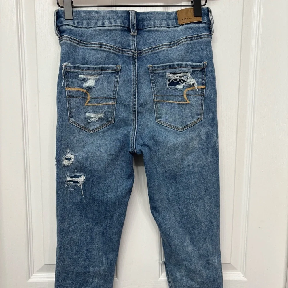 Medium Wash Distressed Hi-Rise Jeggings | American Eagle 2 Short